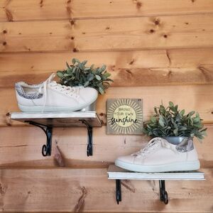 ECCO Soft‎ Bone White Snake Pebbled Leather Comfort Sneakers Walking Shoes Sz 36
